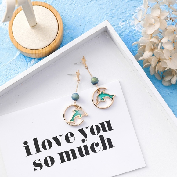Jewelry - NEW Dolphin Blue Handmade Earrings